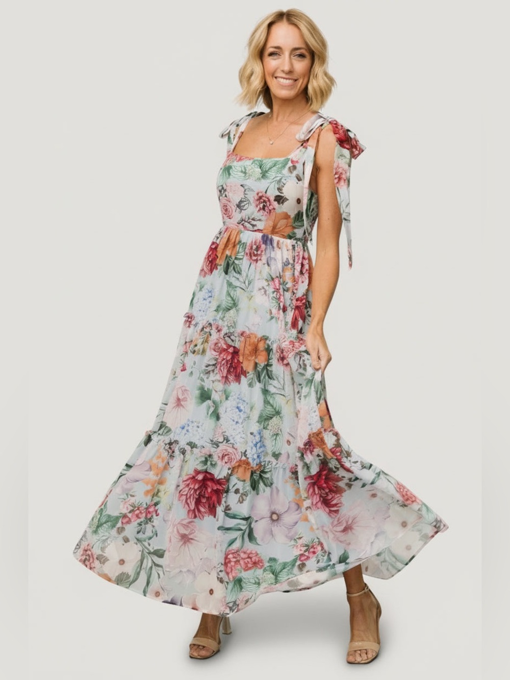 Baltic Born Anita maxi dress light blue floral print sz med - Picture 5 of 12